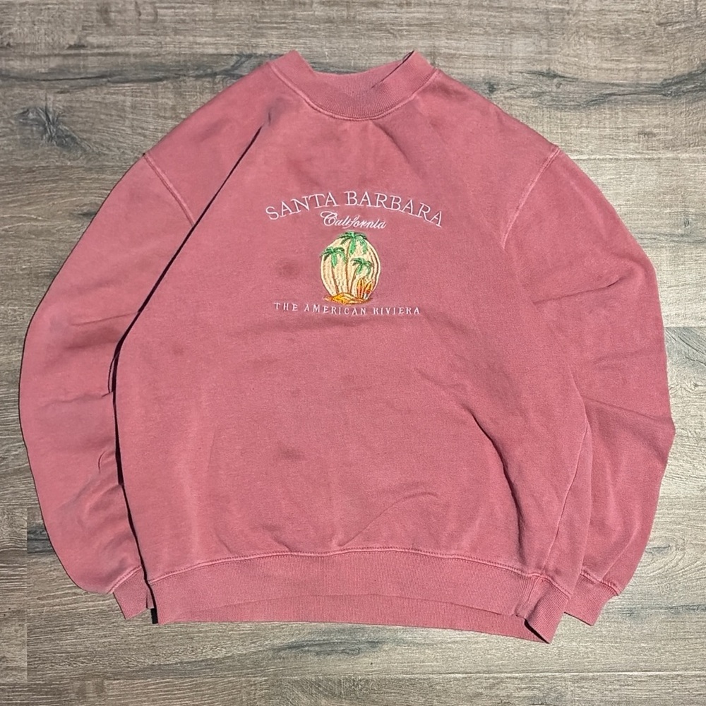 PacSun Santa Barbara Graphic Crewneck Sweater - Dusty Rose